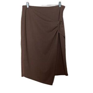 Kate Kasin Women's Mauve Wrap Twist Front Mid Length Lined Pencil Skirt Size XL